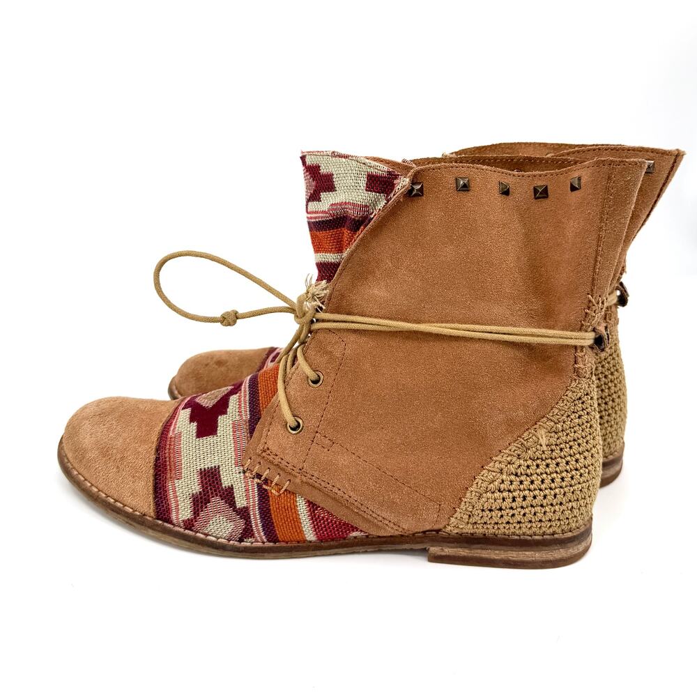 The Sak Tan Genuine Suede Aztec Southwestern Crochet Boots - Picture 7 of 11